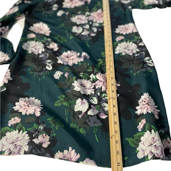Club Monaco Sanai Silk Floral Crew Neck Long Sleeve Shift Dress - Picture 10 of 12